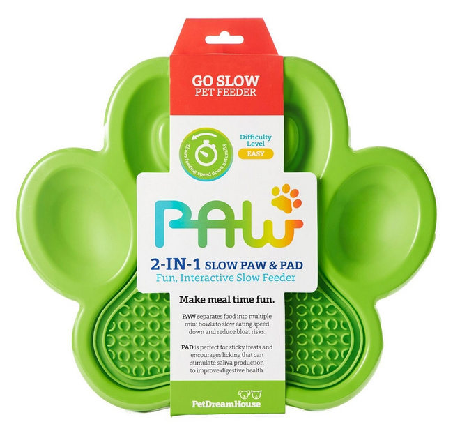Paw 2-in-1 Green Easy - Miska do powolnego karmienia z nakładką do lizania PET DREAM HOUSE