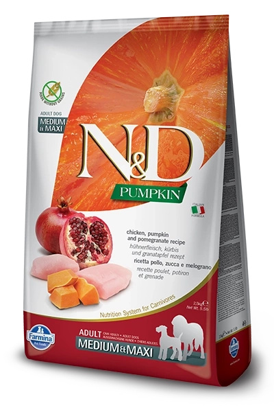 Farmina N&D Pumpkin Grain Free Canine Adult Medium&Maxi Chicken&Pomegranate 12kg