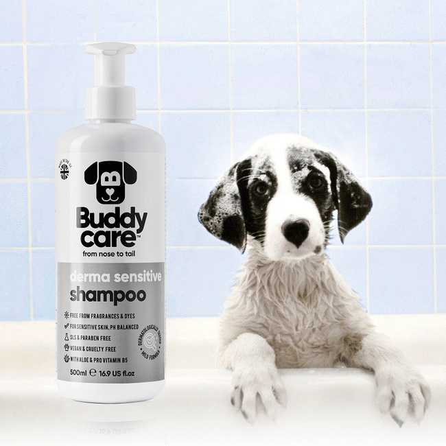 BUDDYCARE Szampon dla psów do wrażliwej skóry, Derma Sensitive, z aloesem i prowitaminą B5, 500 ml