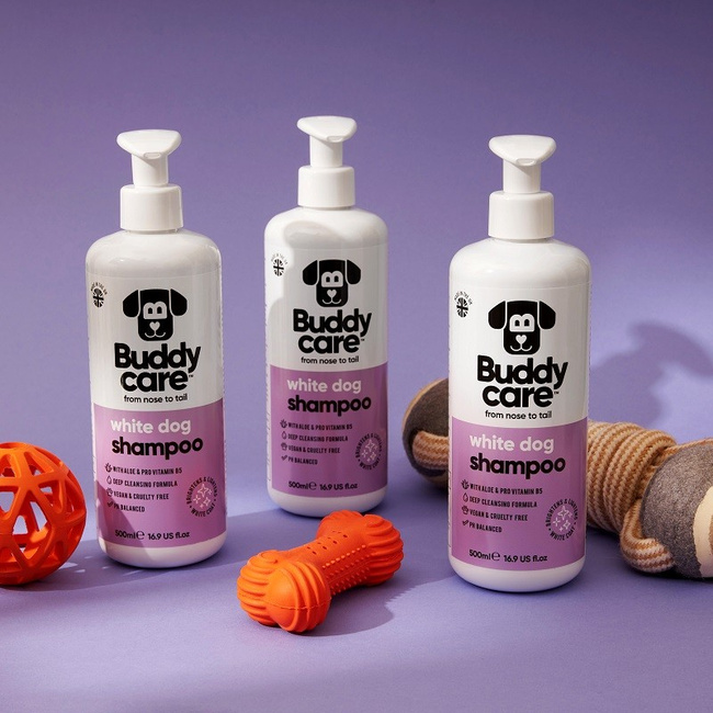 BUDDYCARE Szampon dla psów, do białej sierści, z aloesem i prowitaminą B5, 500 ml