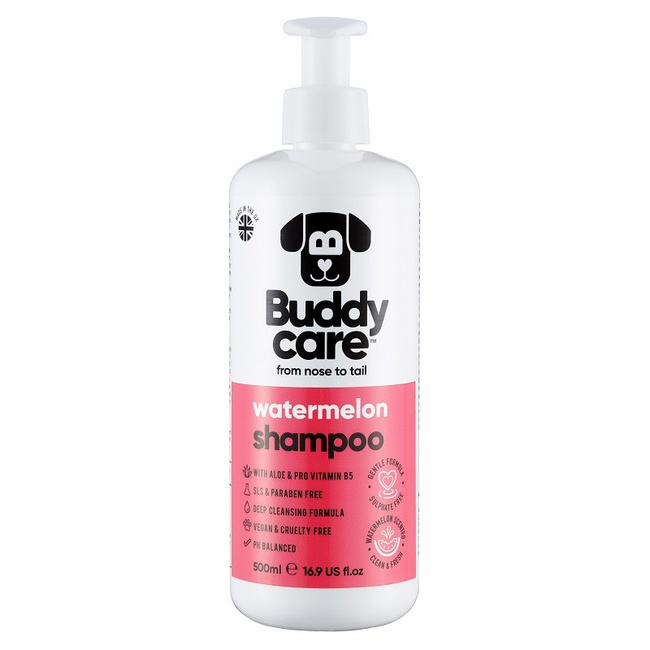 BUDDYCARE Szampon oczyszczający dla psów Szampon dla psów o zapachu Arbuza z aloesem i prowitaminą B5, 500 ml 