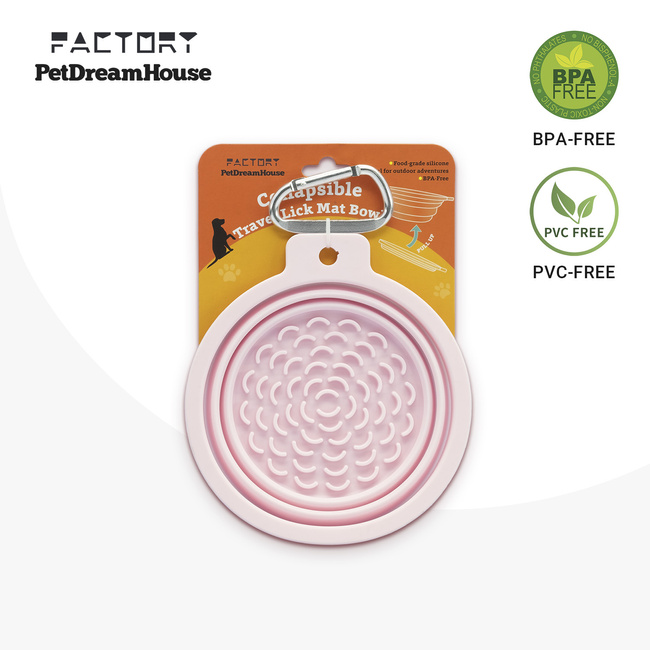 Miska podróżna silikonowa 600ml z karabińczykiem różowa PET DREAM HOUSE