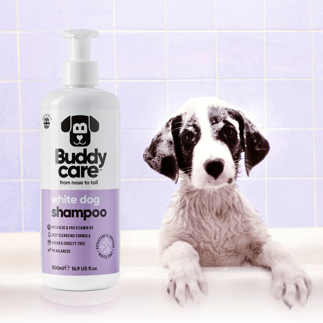BUDDYCARE Szampon dla psów, do białej sierści, z aloesem i prowitaminą B5, 500 ml