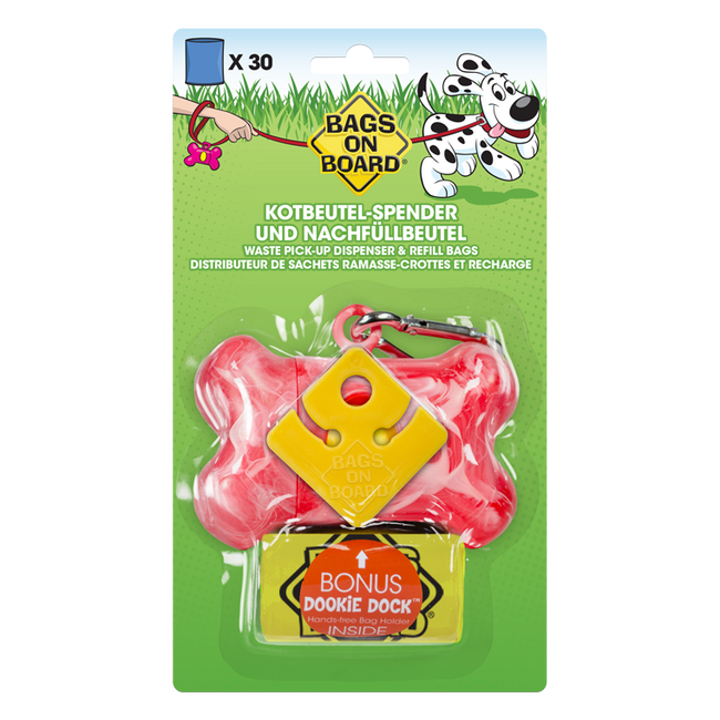 Pojemnik na woreczki Kość różowy + 30 woreczków BAGS ON BOARD