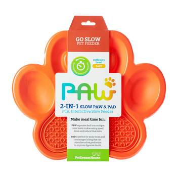 Paw 2-in-1 Orange Easy - Miska do powolnego karmienia z nakładką do lizania PET DREAM HOUSE