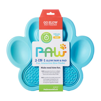 Paw 2-in-1 Blue Easy - Miska do powolnego karmienia z nakładką do lizania PET DREAM HOUSE