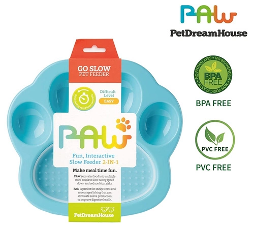 Paw 2-in-1 Mini Blue Easy - Miska do powolnego karmienia z nakładką do lizania PET DREAM HOUSE